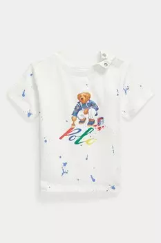 Футболка-Поло из хлопкового джерси с медведем Polo Ralph Lauren, белый