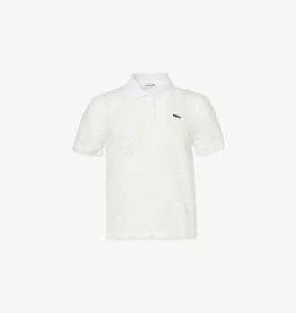 Футболка-Поло из сетки с короткими рукавами и аппликацией логотипа Lacoste, белый