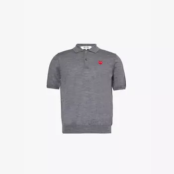 Футболка-Поло из шерсти с короткими рукавами и логотипом-нашивкой Comme Des Garcons Play, серый