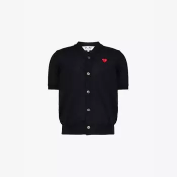 Футболка-Поло из шерсти с короткими рукавами и логотипом-нашивкой Comme Des Garcons Play, черный