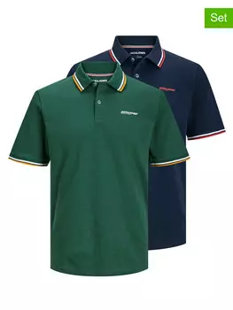 Футболка поло Jack & Jones, цвет dunkelblau/grn