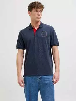 Футболка поло Jack & Jones, темно-синий