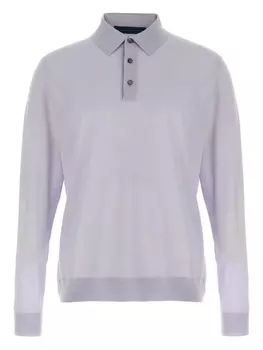 Футболка-поло Kiton Ciro из шерсти с длинными манжетами, синий