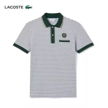 Футболка-поло Lacoste в полоску, синий/зеленый