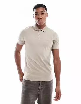 Футболка-поло Levi's с логотипом «летучая мышь» облегающего кроя из толстого джерси бежевого цвета