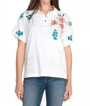 Футболка-поло Lorne белого цвета Johnny Was