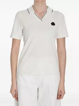 Футболка-поло Moncler с аппликацией логотипа, белый