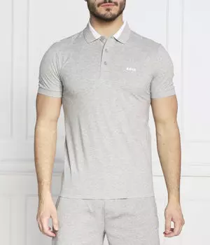 Футболка поло мужская Boss Green облегающего кроя, серый