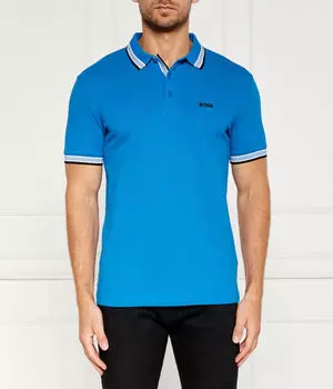 Футболка поло мужская Boss Green Пэдди с окантовкой, синий