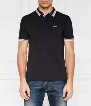 Футболка поло мужская Boss Green Пэдди с окантовкой ворота и рукавов, черный
