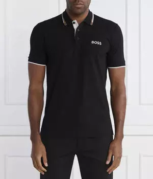 Футболка поло мужская Boss Green Пэдди с окантовкой, черный