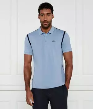 Футболка поло мужская Boss Green с контрастными лентами, синий