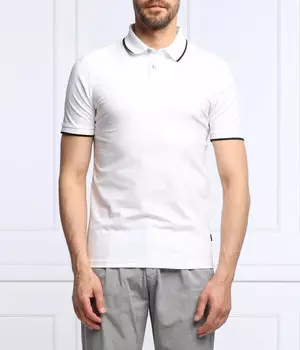 Футболка поло мужская Boss Orange с окантовкой, белый