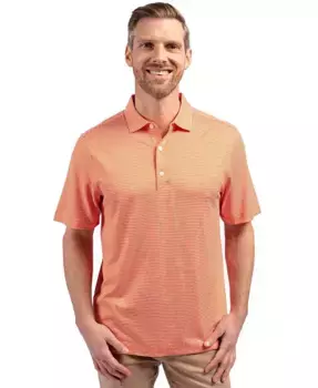 Футболка-поло мужская Forge Eco Double Stripe Stretch из переработанного материала Cutter & Buck, оранжевый