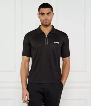 Футболка поло мужская Guess Active на молнии, черный