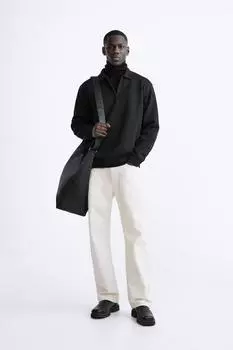 Футболка поло на молнии ZARA, черный