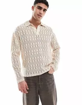 Футболка-поло Native Youth для регби, связанная крючком, кремового цвета