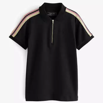 Футболка-поло Next Short Sleeve Zip Neck Standard, черный