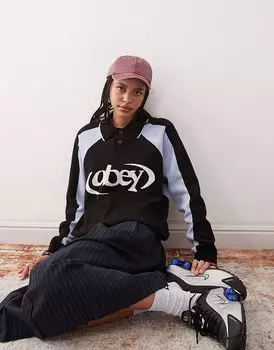 Футболка-поло Obey с логотипом черного цвета