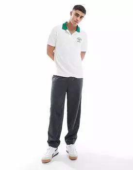 Футболка-поло Polo Ralph Lauren Run Club с логотипом P-wing из хлопкового махрового материала белого цвета