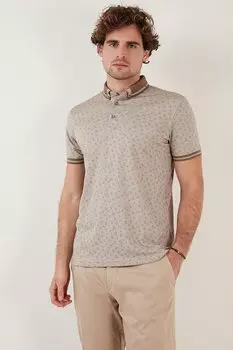 Футболка-поло приталенного кроя из смеси хлопка с рисунком 646B3280 Buratti, бежевый