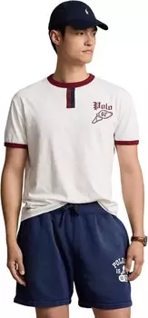 Футболка Polo Ralph Lauren Classic Fit Logo Slub Jersey T-Shirt, цвет Nevis/Red Carpet