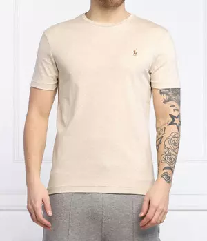 Футболка Polo Ralph Lauren Custom Slim Fit с короткими рукавами, бежевый