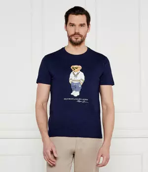 Футболка Polo Ralph Lauren Custom Slim Fit с рисунком, синий
