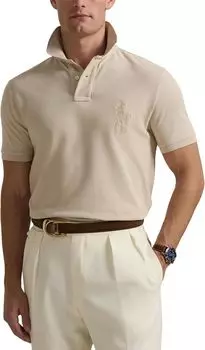 Футболка Polo Ralph Lauren Custom Slim Fit Big Pony Mesh Polo Shirt, цвет Stoneware Grey