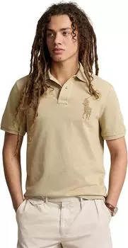 Футболка Polo Ralph Lauren Custom Slim Fit Big Pony Mesh Polo Shirt, цвет Coastal Beige