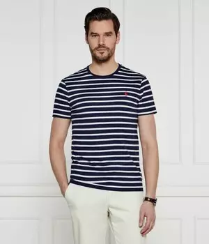 Футболка Polo Ralph Lauren Custom в полоску, синий / белый