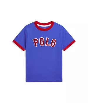 Футболка Polo Ralph Lauren Kids Baseball-Logo Cotton Jersey Tee, цвет Collegiate Blue