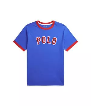 Футболка Polo Ralph Lauren Kids Baseball-Logo Cotton Jersey Tee, цвет Collegiate Blue