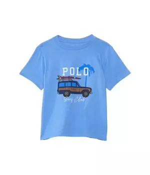 Футболка Polo Ralph Lauren Kids Car-Print Cotton Jersey Tee, цвет Harbor Island Blue