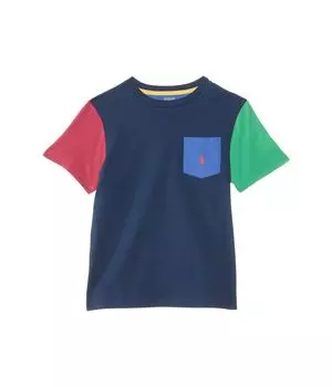 Футболка Polo Ralph Lauren Kids Color-Blocked Cotton Pocket Tee, цвет Rustic Navy Multi/C3838