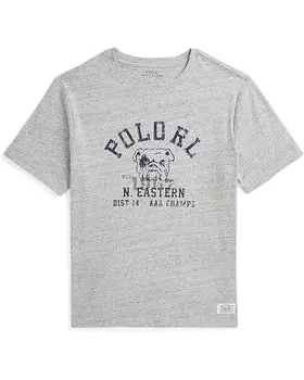 Футболка Polo Ralph Lauren Kids Cotton Jersey Graphic Tee, цвет Salt & Pepper Heather