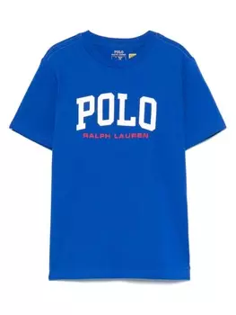 Футболка POLO RALPH LAUREN KIDS из хлопка с принтом логотипа, синий