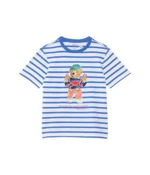 Футболка Polo Ralph Lauren Kids Polo Bear Striped Cotton Jersey Tee, цвет SP25 Scottsdale Blue/White Bear