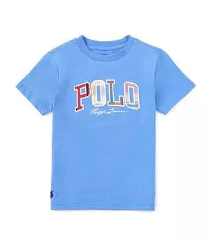Футболка Polo Ralph Lauren Little Boys 2T-7 с короткими рукавами и аппликацией Polo Madras, синий