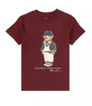 Футболка Polo Ralph Lauren Little Boys 2T-7 с короткими рукавами Polo Bear из джерси, красный