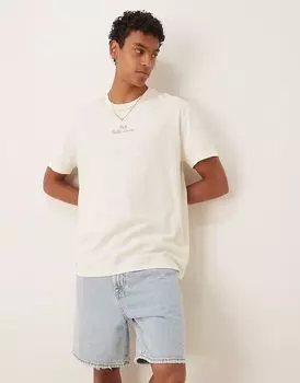Футболка Polo Ralph Lauren с центральным логотипом, классического свободного кроя, кремового цвета