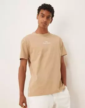Футболка Polo Ralph Lauren с центральным логотипом и надписью, классический свободный крой, цвет хаки, бежевый