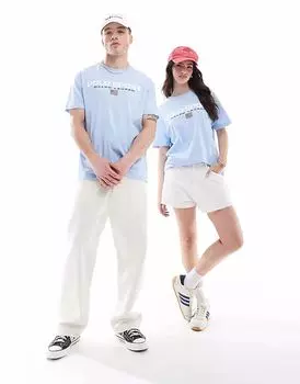 Футболка Polo Ralph Lauren Sport Capsule унисекс с большим логотипом на груди, классического свободного кроя, светло-голубого цвета