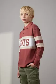 Футболка поло с длинным рукавом и логотипом для регбийного колледжа Levi'S, красный
