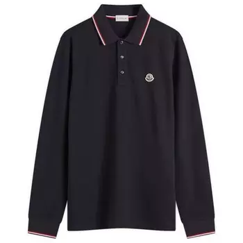 Футболка-Поло с длинным рукавом Moncler, синий