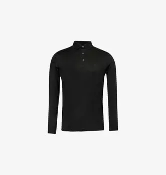 Футболка-Поло с длинными рукавами из смеси лиоцелла и хлопка с логотипом Emporio Armani, черный