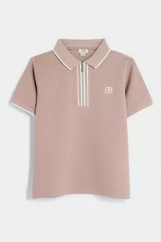 Футболка поло с фактурным кантом для мальчиков River Island, розовый