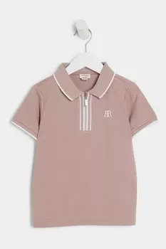 Футболка поло с фактурным кантом для мальчиков River Island, розовый