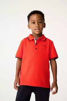 Футболка поло с коротким рукавом для мальчиков из 100% хлопка Paul Smith Junior, красный