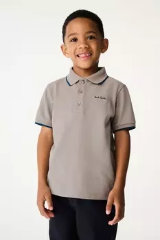 Футболка поло с коротким рукавом для мальчиков из 100% хлопка Paul Smith Junior, нейтральный